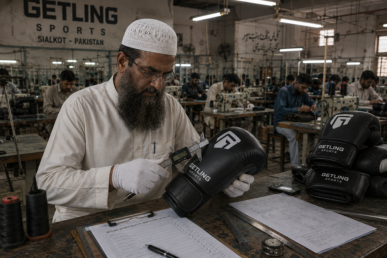 Getling Sports quality control inspection of boxing and combat sports equipment