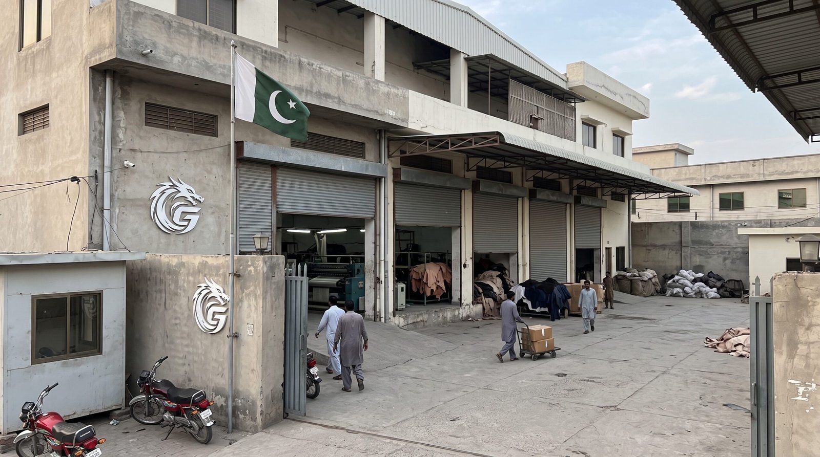 Un ouvrier pakistanais cousant des équipements de sports de combat à Sialkot