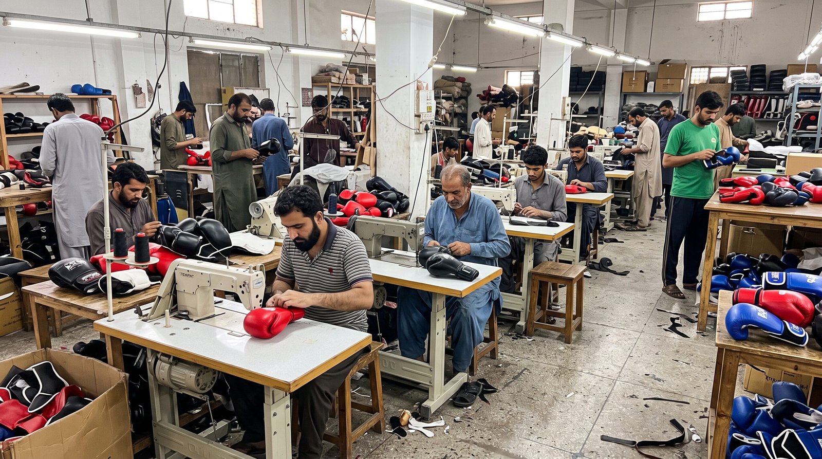 Quality control inspection of boxing gloves and combat sports equipment