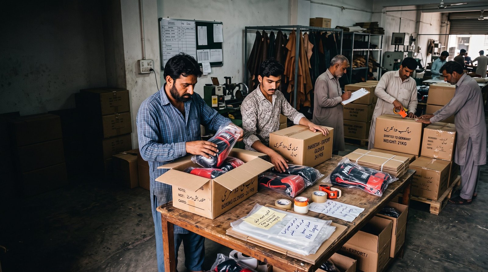 Processus de fabrication d'équipements pour les sports de combat à Sialkot